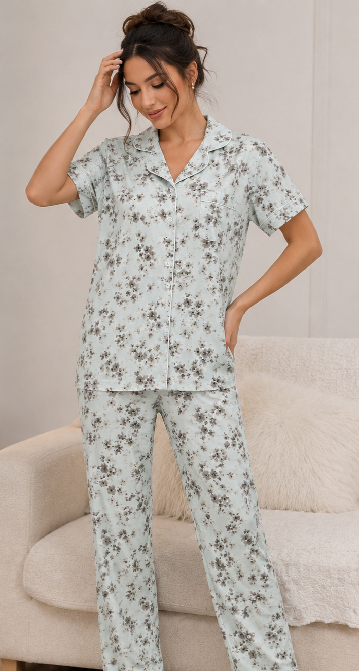 Pyjama demi manche verte