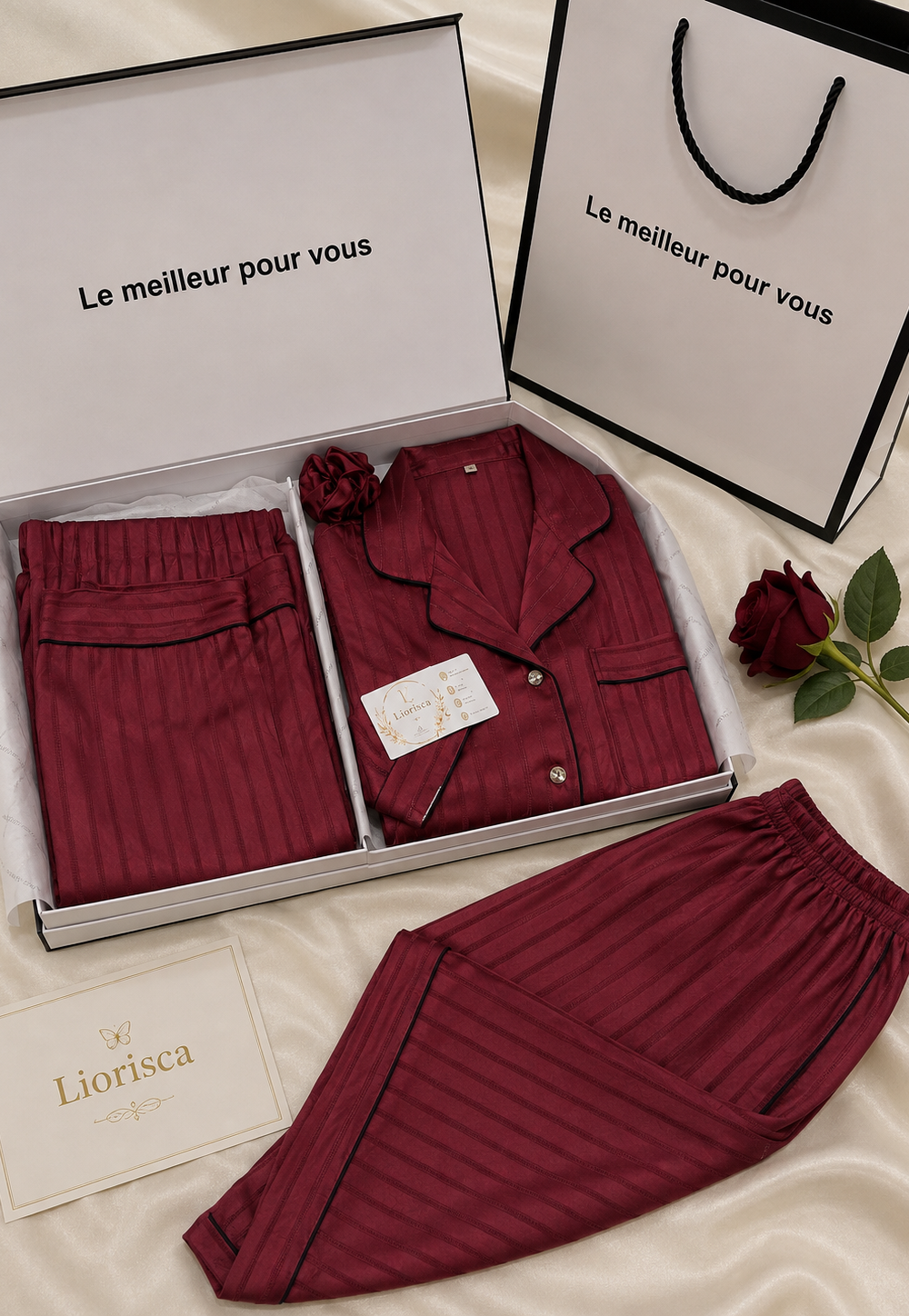 Pyjama Satin Bordeaux