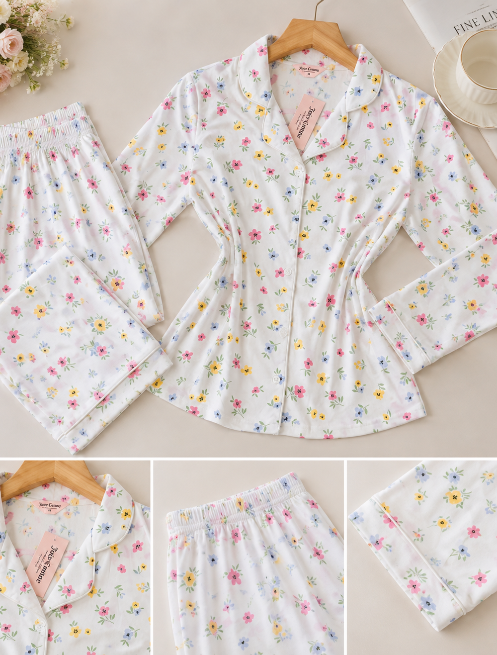 Pyjama manche longue en blanc