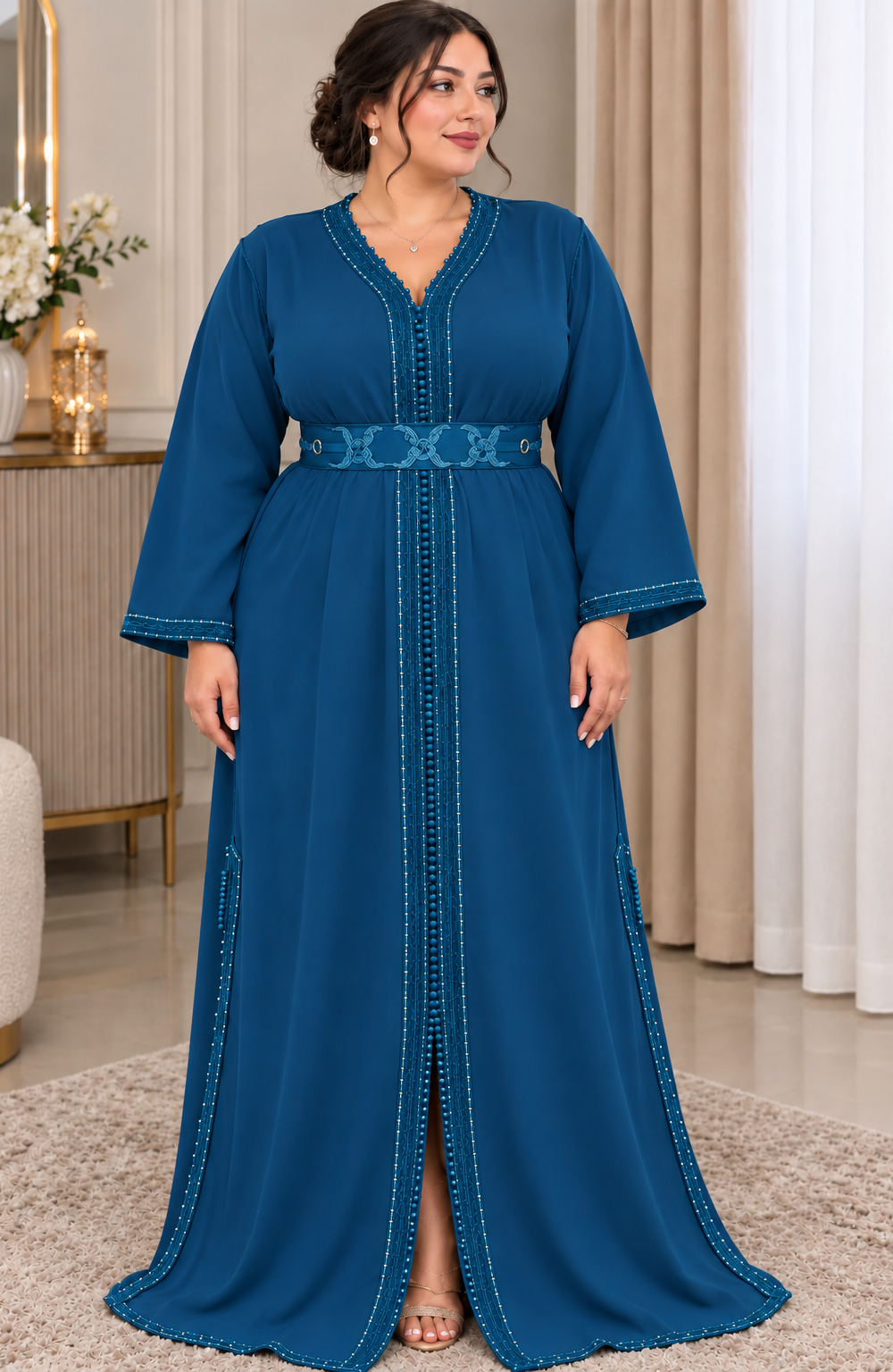 Caftan Bleu Élégant 🤍✨من 48 فمافوق