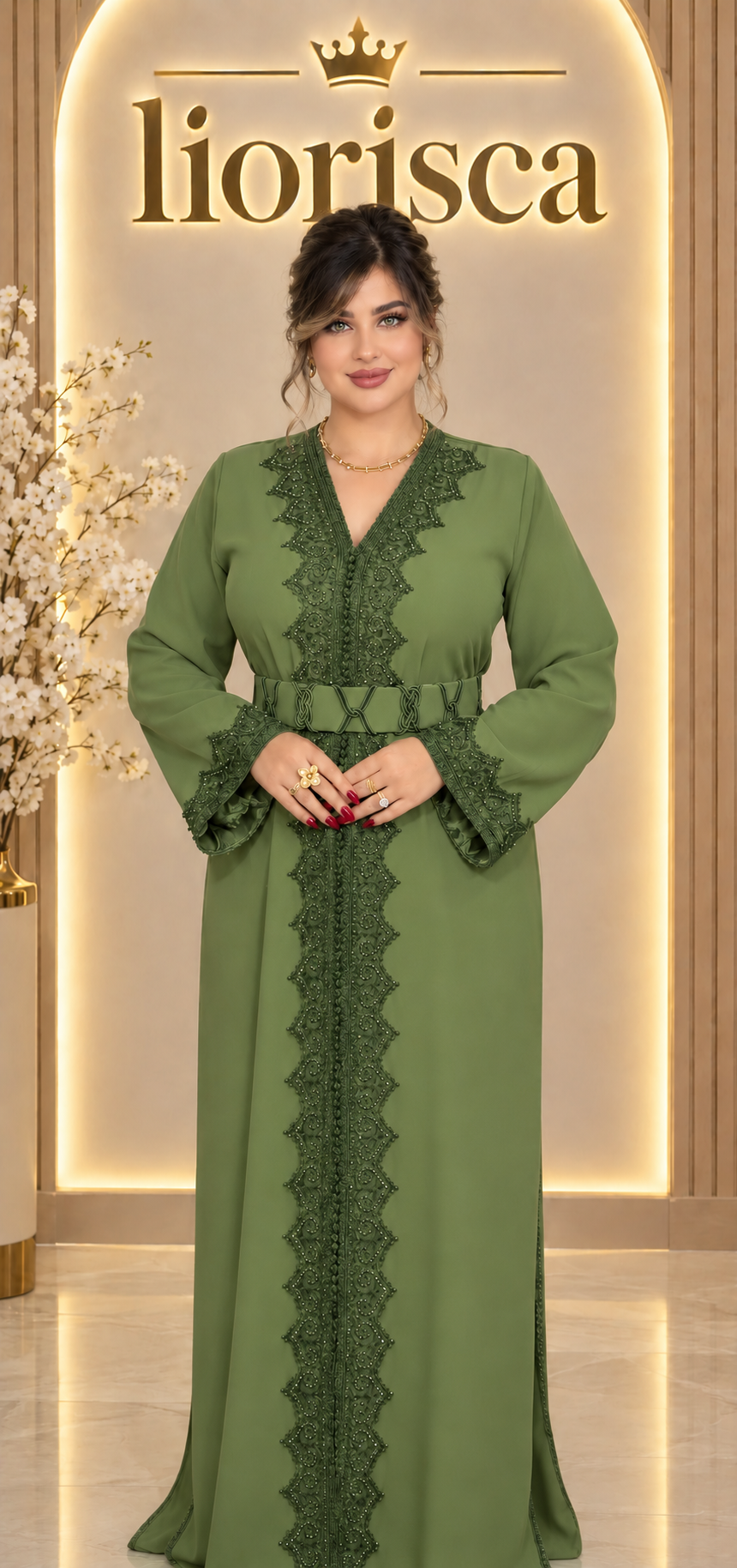V Caftan prestige en crêpe de soie متوفر في كل الالوان من 40 حتى 46