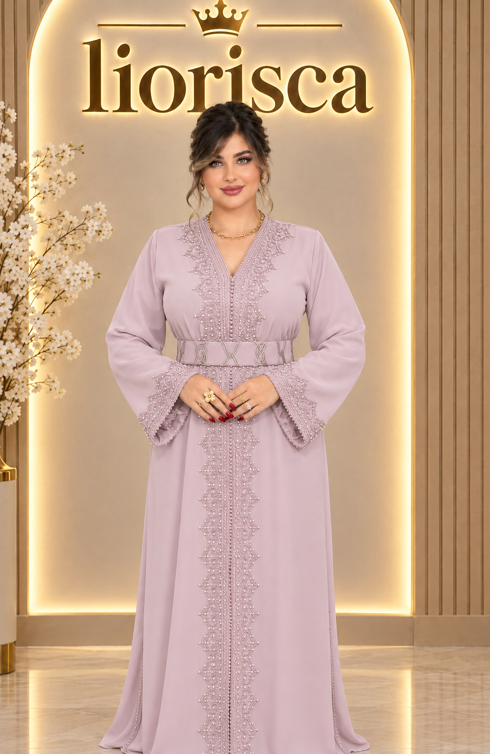 Caftan prestige en crêpe de soie متوفر في كل الالوان من 40 حتى 46