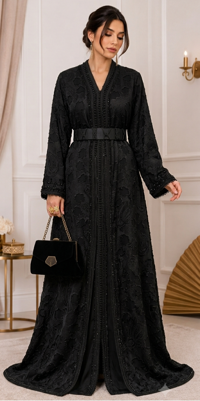 Caftan royal noir متوفر من 40 حتى 48 standard